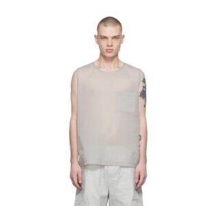 Amomento Gray Sheer Pocket Tank Top Nylon Mens Size Medium